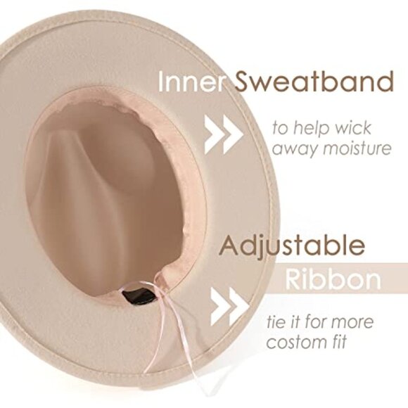 Classic Felt Fedora Wide Brim Hat Elegant Chic Adjustable Strap Fashion main image 5